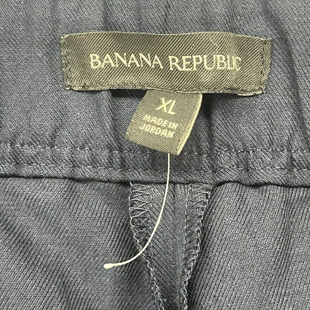 Banana Republic Pull On Linen Blend Crop Pants Women’s‎ Sz XL Navy NEW